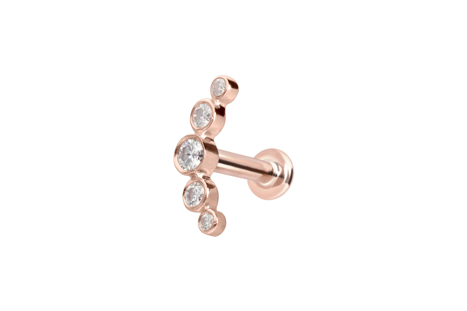 14 Karat Gold Labret Piercing mit Push Fit MOISSANIT-BOGEN